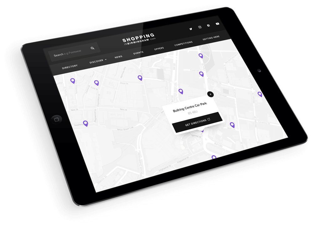 Shopping In Birmingham - Ipad mockup