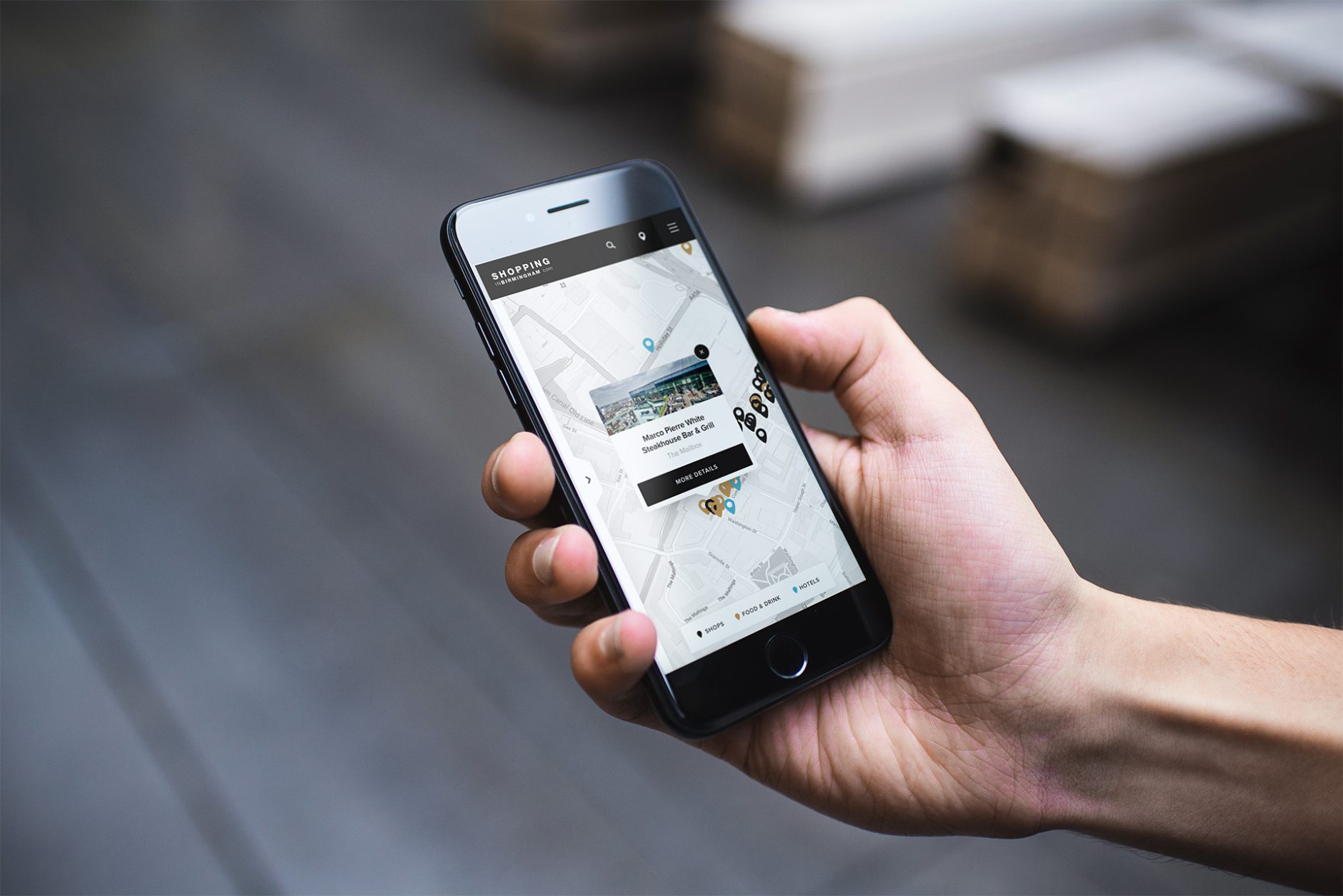 Shopping in Birmingham mobile design