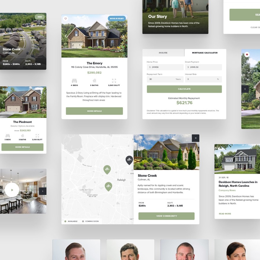 Davidson Homes website components